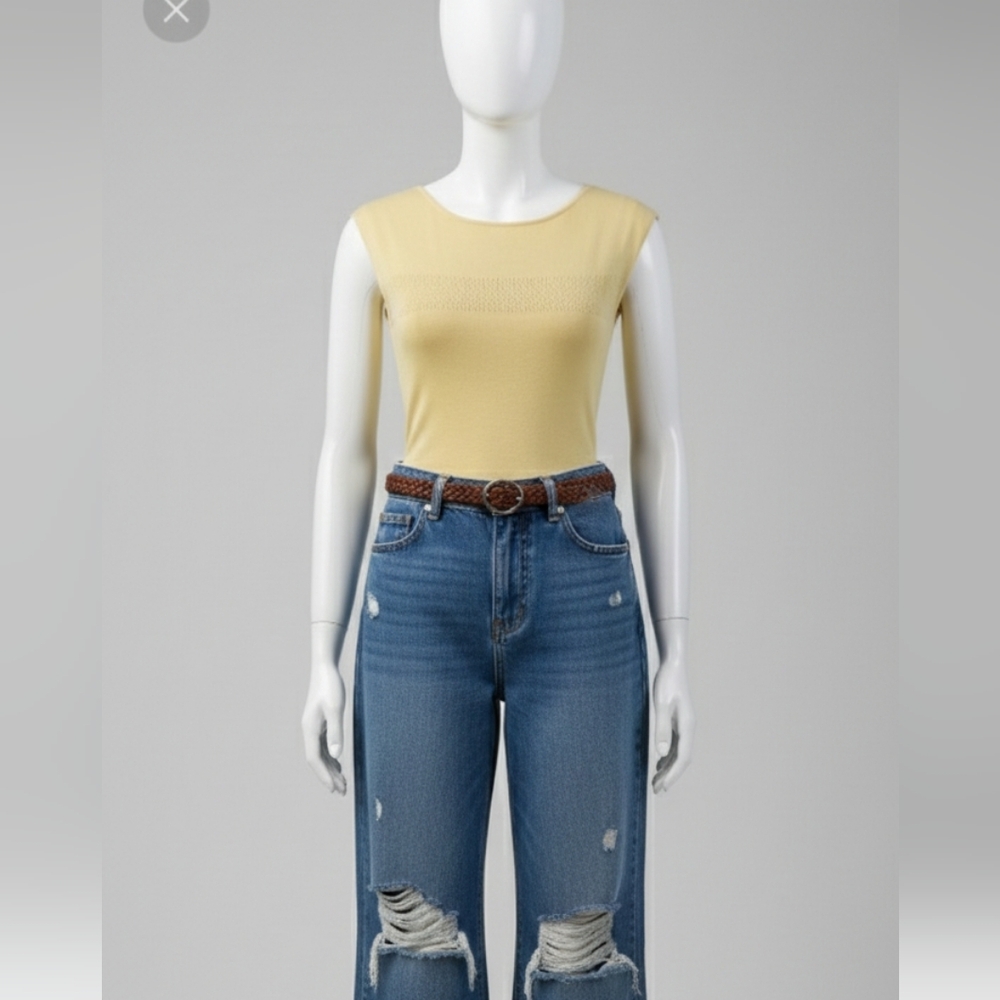 Guy Laroche Butter Yellow Knit Tank Top 40…